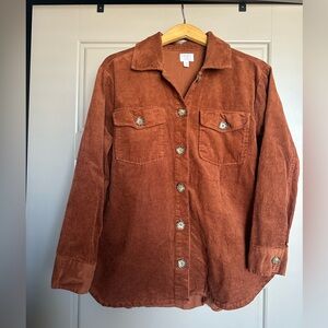 Women’s oversized button down corduroy jacket, amber